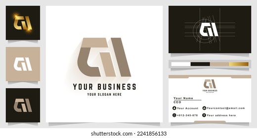 Letter CW or CM monogram logo with business card design