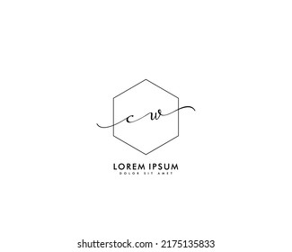 Letter CW Initial Handschrift Logo mit Unterschrift und handgezeichnet Stil.