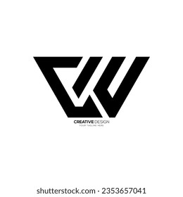 Letter Cw modern flat unique shape abstract monogram typography logo. C logo. W logo