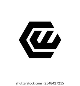 Letra Cw polígono forma moderna ideia logotipo único