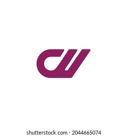 letter cw simple geometric line symbol logo vector