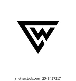 Letter Cw triangle shape modern typography logo idea
