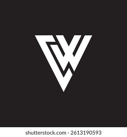 Letter CW unique logo design vector, triangle shape.