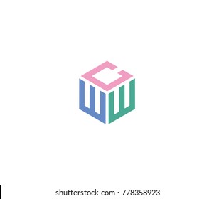 Letter CWW logo template. Three letter icon. hexagon logo