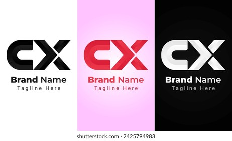 Letter CX Arrow Logo, combination of  letters C and X arranged that forms arrow negative space 