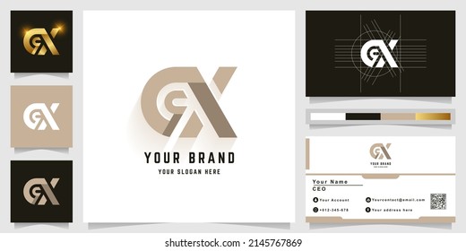 Letter CX or aX monogram logo with business card design