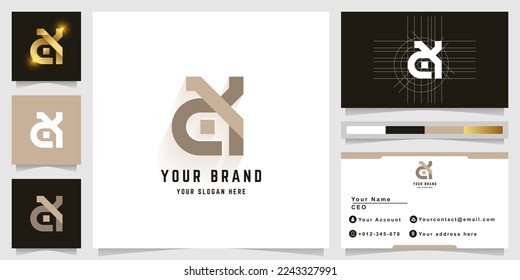 Letter cX or aX monogram logo with business card design
