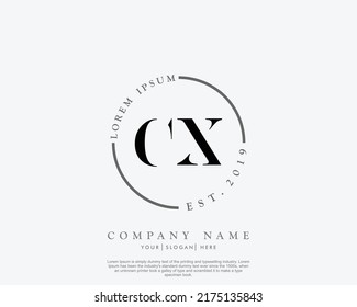 Letter CX Initial Handschrift Logo mit Signatur und handgezeichnet Stil.