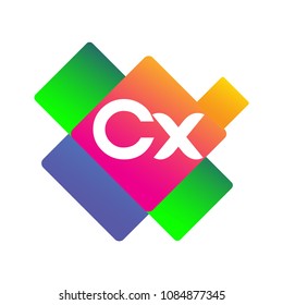 Letter CX logo with colorful geometric shape, letter combination logo design for creative industry, web, business and company.