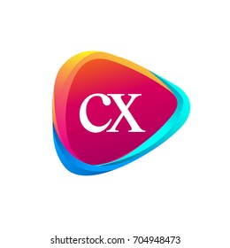 Letter CX logo in triangle shape and colorful background, letter combination logo design for company identity.