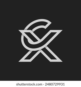 Letter CX or  XC  Logo, Monogram Logo letter C with X combination, design logo template, vector illustration