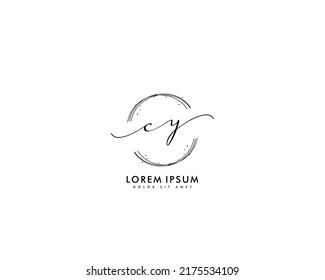 Letter CY Initial handwriting logo with signature and hand drawn style.
