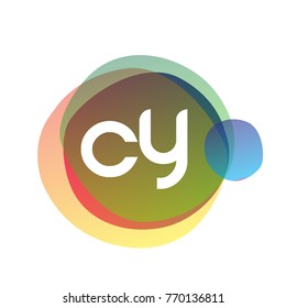 Letter CY logo with colorful splash background, letter combination logo design for creative industry, web, business and company.
