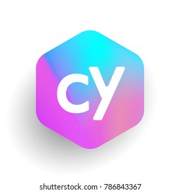 Letter CY logo in hexagon shape and colorful background, letter combination logo design for business and company identity.
