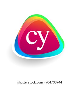 Letter CY logo in triangle shape and colorful background, letter combination logo design for company identity.