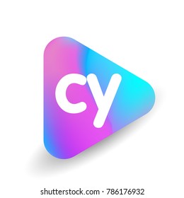 Letter CY logo in triangle shape and colorful background, letter combination logo design for business and company identity.
