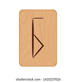 The letter of the Cyrillic alphabet burned on a wooden plank in the style of Scandinavian runes. Vector stock illustration isolated on transparent background.
