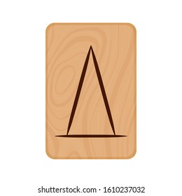 The letter of the Cyrillic alphabet burned on a wooden plank in the style of Scandinavian runes. Vector stock illustration isolated on transparent background.