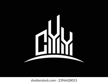 Letra CYY construcción de la plantilla de diseño del logotipo del monólogo del vector. Construyendo el logotipo de Shape CYY.