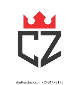 Letter CZ Crown Logo. Crown on Letter CZ Logo Design Template