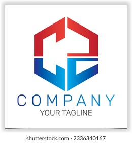 letra CZ logotipo inicial hexagón icono premium plantilla elegante vectores eps 10