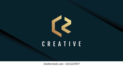 Letter cz logo illustration with hexagon pattern creative design