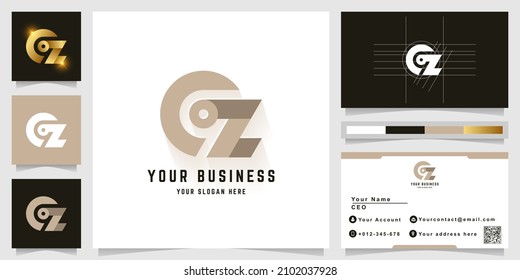 Letter CZ or OZ monogram logo with business card design