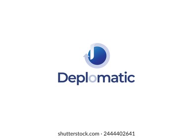 Letra D 3d azul globalización tecnológica logo de movimiento