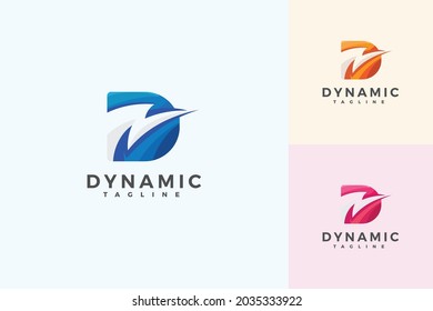 Letter D 3d creative dynamic volt power sparking motion logo