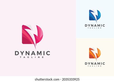 Letter D 3d creative dynamic volt power sparking motion logo