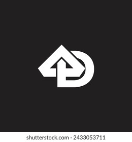 letter d 3d flat overlap triangle logo vector 