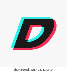 letter D with 3d glitch effect