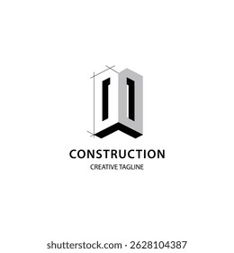 Letra D logotipo 3D para la empresa de construcción y arquitectura. Plantilla de diseño de logotipo de propiedad para su marca