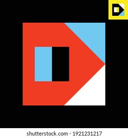 Letter D 3D look logo design in Bauhaus style. Vector logo in EPS 8.