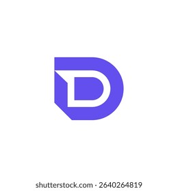 Letter D 3D Negative Space Logo Design