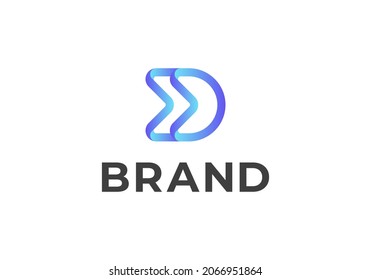 Letter D 3D outline With arrow Logo Template Vector.
