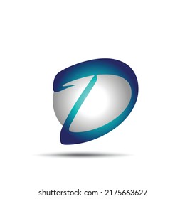 Diseño del logotipo de estilo 3d de la letra D con gradiente