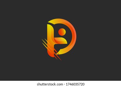 letter d and letter a. logo design, like people dancing