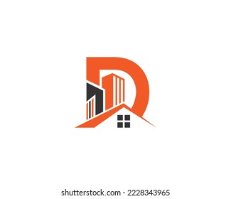 Letter D Abstract Building Construction and Real Estate Logo Design Vector.