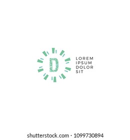 Letter D Abstract Circle Design Template.