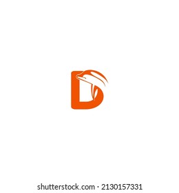 Letter D abstract dolphin, very simple, modern