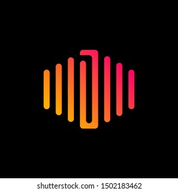 letter D abstract for information technology and digital. minimalist sound music equalizer icon. audio logotype Unique and simple element. -vector