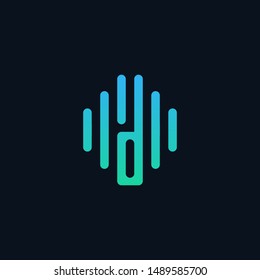 letter D abstract minimalistic sound music equalizer icon. Vector audio logotype.
musical instrument, - vector