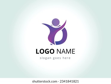 Letra D con plantilla de vectores de diseño de logotipos para personas abstractas. 