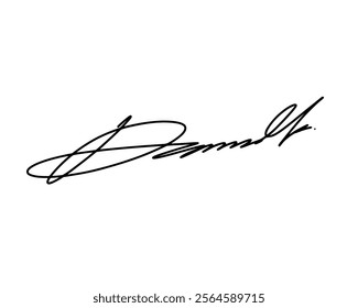 Letter D abstract signature idea for documents. Vector with transparent background or alpha channel.