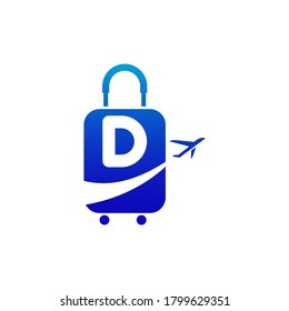 Letter d Air Travel Logo Design Template.Travel time.Vector illustration.Flight plane. Vector illustration.D letter travel logo.D letter travel