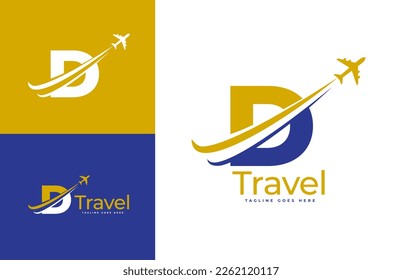 Letter D Air Travel Logo Design Template. Icon Travel, logistics, shipping, tours etc