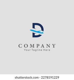 Letter D Air Travel Logo Design Template