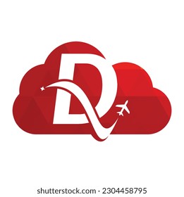 Letter D Air Travel Logo Design Template. D letter and plane logo design icon vector.