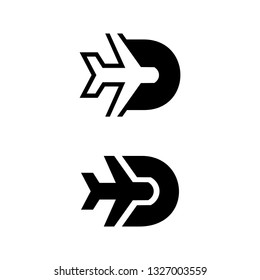 letter D with aircraft concept